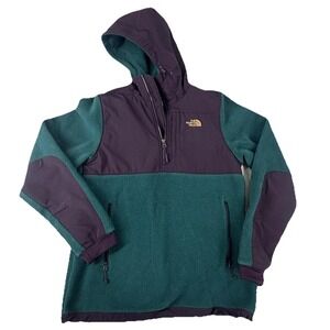 The North Face Hoodie Womens Small Green Purple Fleece Quarter Zip Pullover TNF